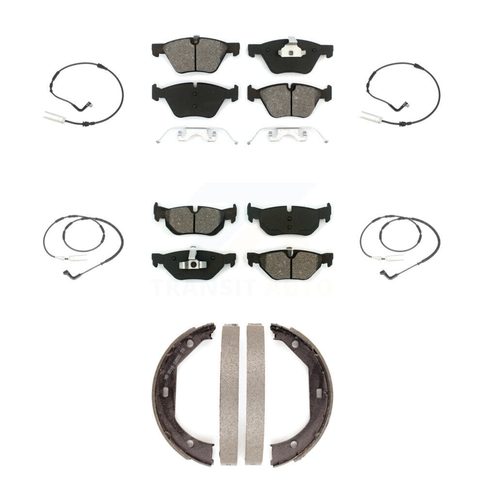 Semi-Metallic Disc Brake Pads And Wear Sensors Front Rear Kit (7Pc) For BMW 328i