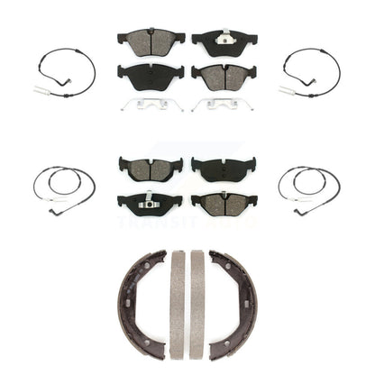 Semi-Metallic Disc Brake Pads And Wear Sensors Front Rear Kit (7Pc) For BMW 328i