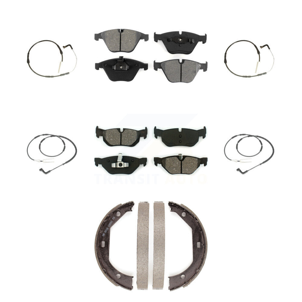 Semi-Metallic Disc Brake Pads And Wear Sensors Front Rear Kit (7Pc) For BMW 328i