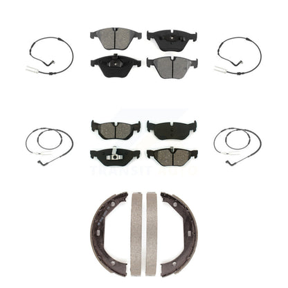 Semi-Metallic Disc Brake Pads And Wear Sensors Front Rear Kit (7Pc) For BMW 328i