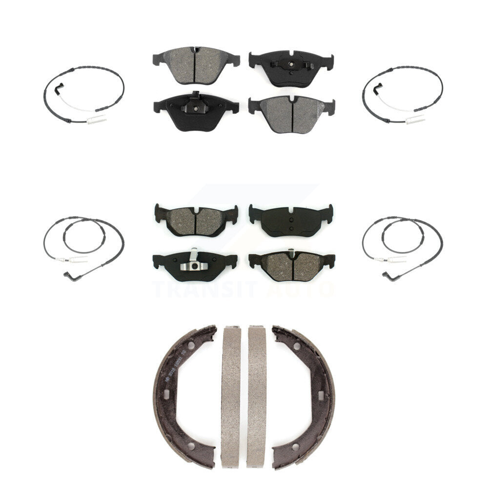Semi-Metallic Brake Pad And Wear Sensor Front Rear Kit (7Pc) For BMW 328i xDrive
