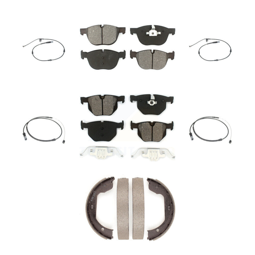 Semi-Metallic Disc Brake Pads And Wear Sensor Front Rear Kit (7Pc) For BMW X5 X6