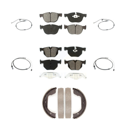 Semi-Metallic Disc Brake Pads And Wear Sensor Front Rear Kit (7Pc) For BMW X5 X6