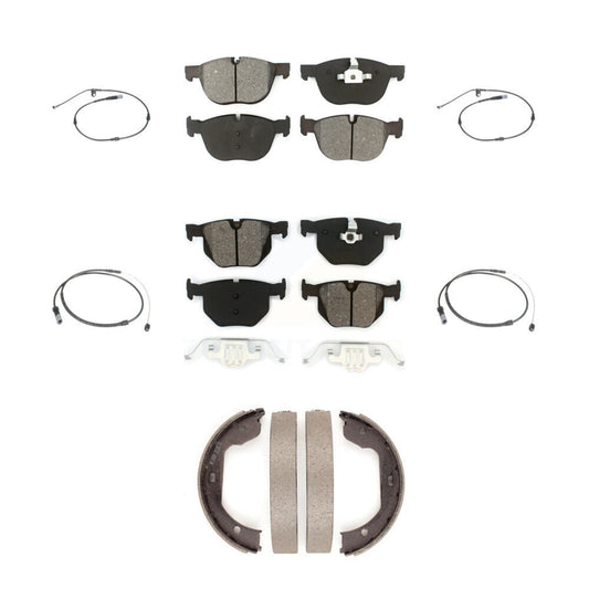 Semi-Metallic Disc Brake Pads And Wear Sensor Front Rear Kit (7Pc) For BMW X5 X6
