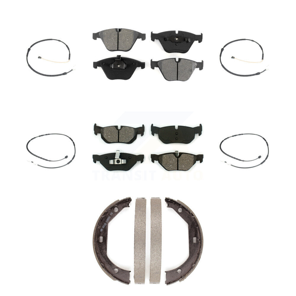 Semi-Metallic Brake Pad And Wear Sensor Front Rear Kit (7Pc) For BMW 328i xDrive