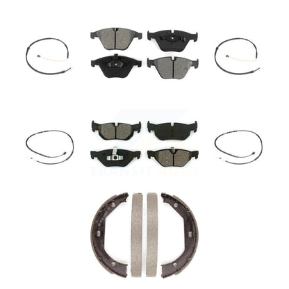 Semi-Metallic Brake Pad And Wear Sensor Front Rear Kit (7Pc) For BMW 328i xDrive