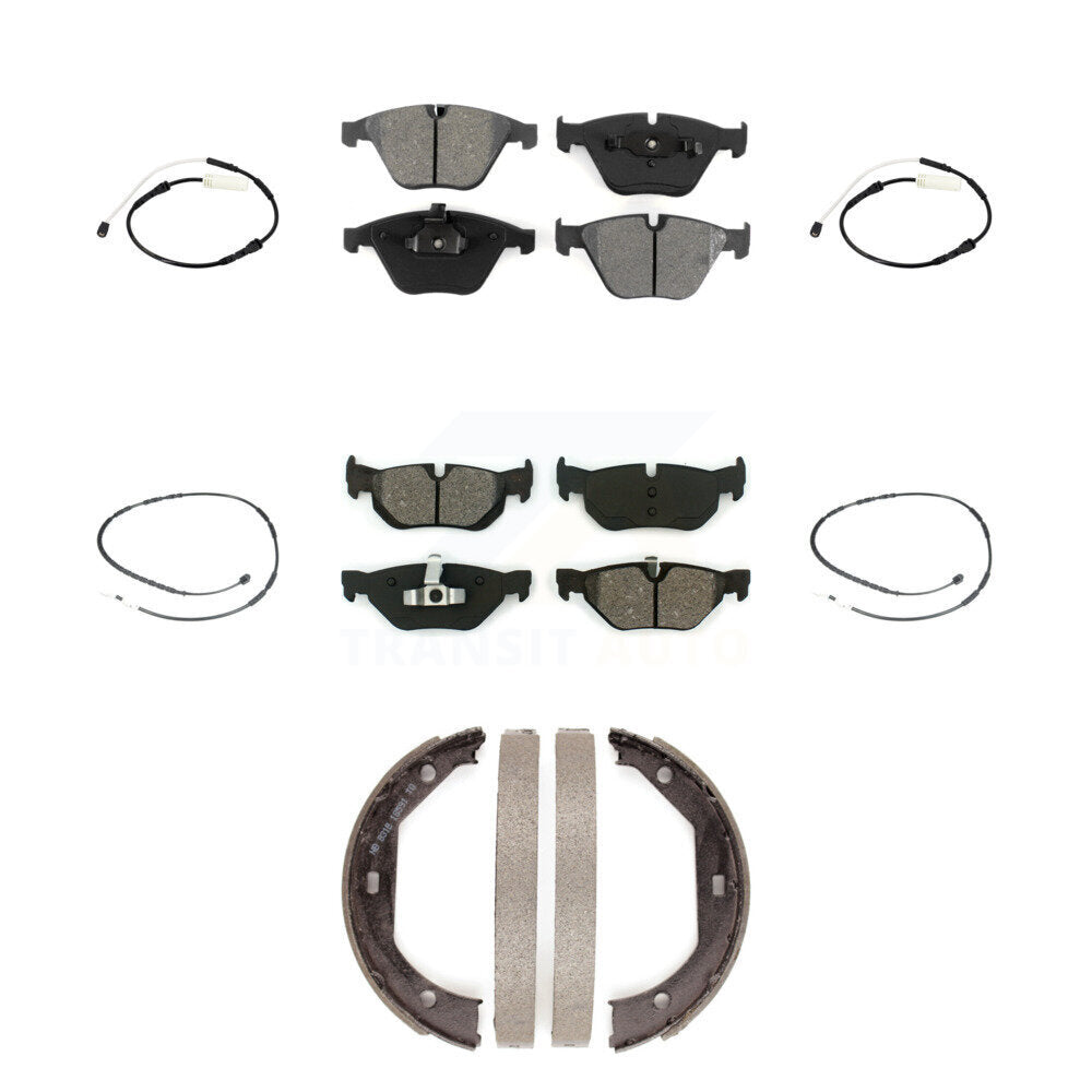 Semi-Metallic Brake Pad And Wear Sensor Front Rear Kit (7Pc) For BMW 328i xDrive