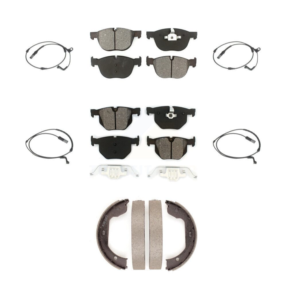Semi-Metallic Disc Brake Pads And Wear Sensor Front Rear Kit (7Pc) For BMW X5 X6