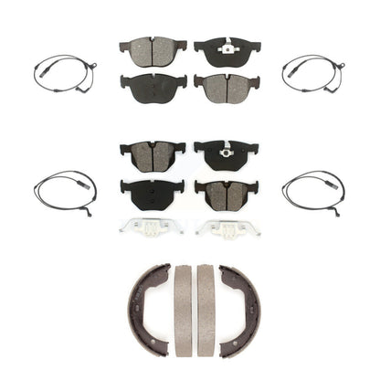 Semi-Metallic Disc Brake Pads And Wear Sensor Front Rear Kit (7Pc) For BMW X5 X6
