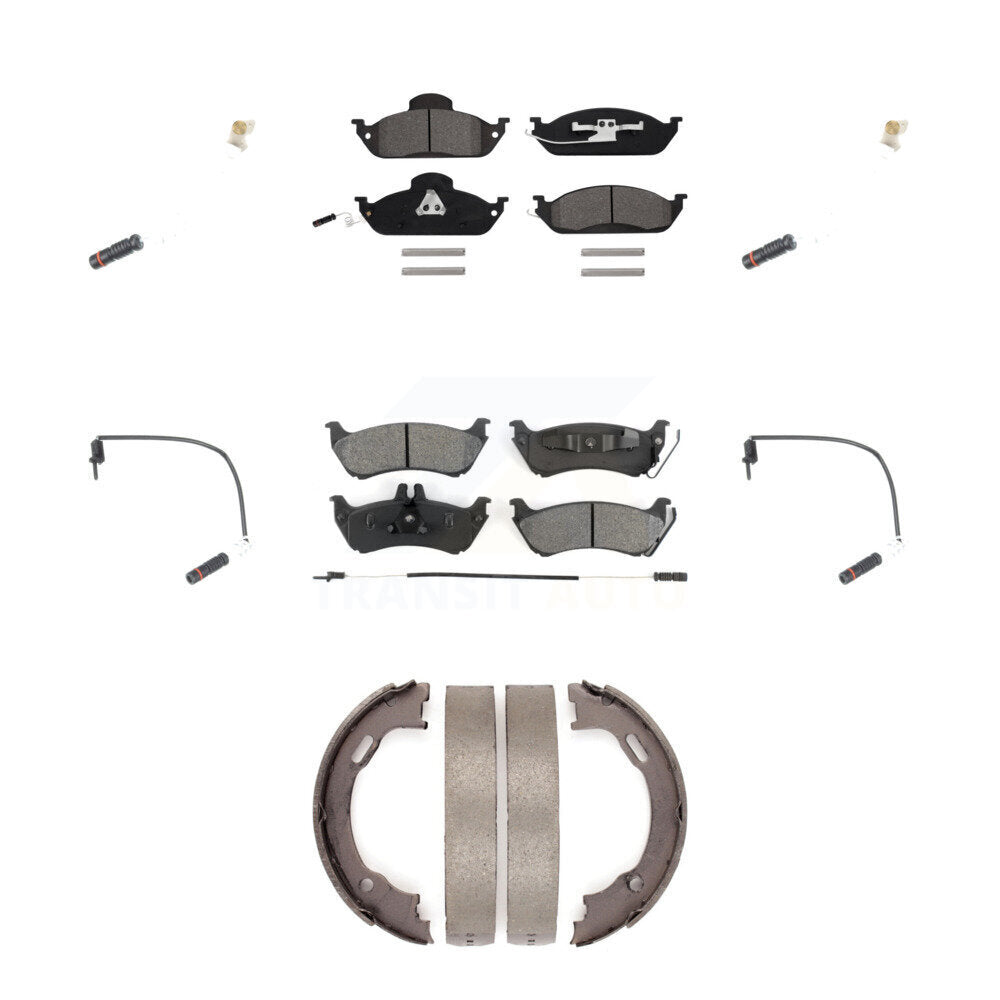Semi-Metallic Brake Pad Extra Wear Sensor Front Rear Kit (7Pc) For Mercedes-Benz