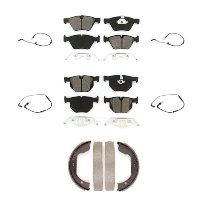 Semi-Metallic Disc Brake Pads And Wear Sensors Front Rear Kit (7Pc) For BMW 525i