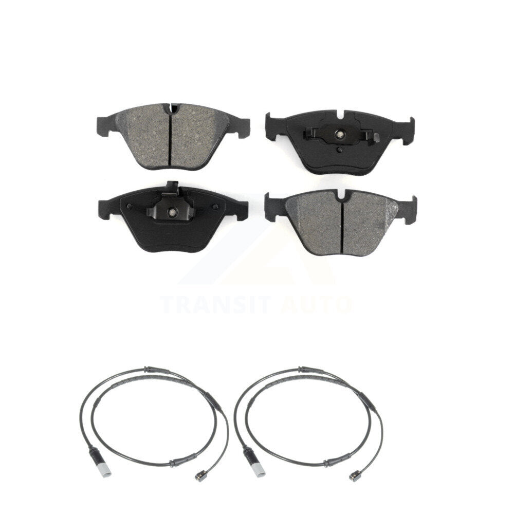 Semi-Metallic Brake Pad & Wear Sensor Front Kit For 2010 BMW 535i Base with 3.0L