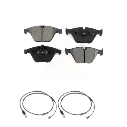 Semi-Metallic Brake Pad & Wear Sensor Front Kit For 2010 BMW 535i Base with 3.0L