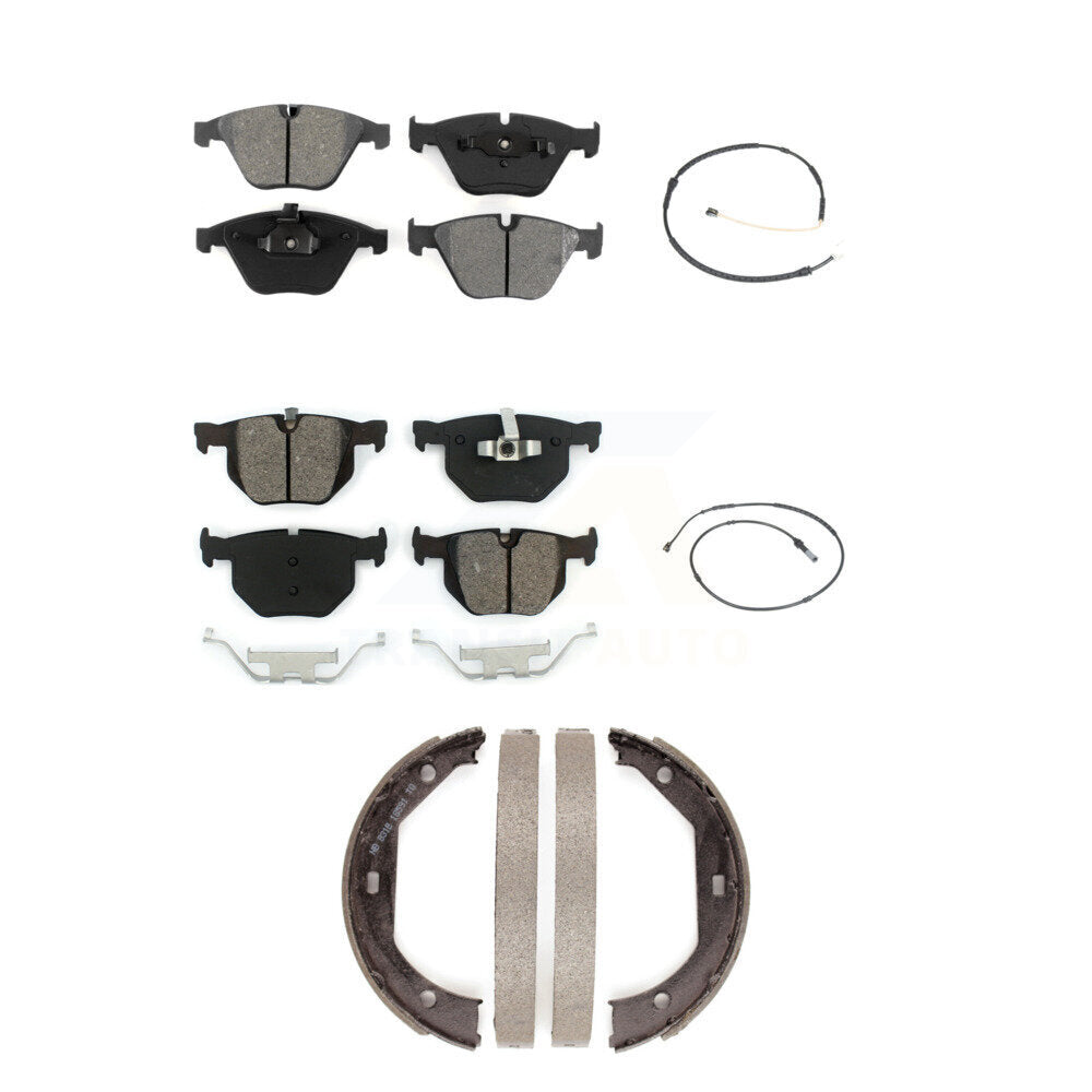 Semi-Metallic Brake Pad And Wear Sensor Front Rear Kit (5Pc) For BMW 335i xDrive