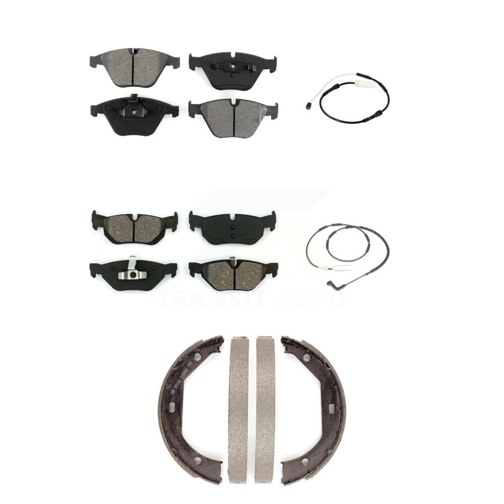 Semi-Metallic Disc Brake Pads And Wear Sensors Front Rear Kit (5Pc) For BMW 328i