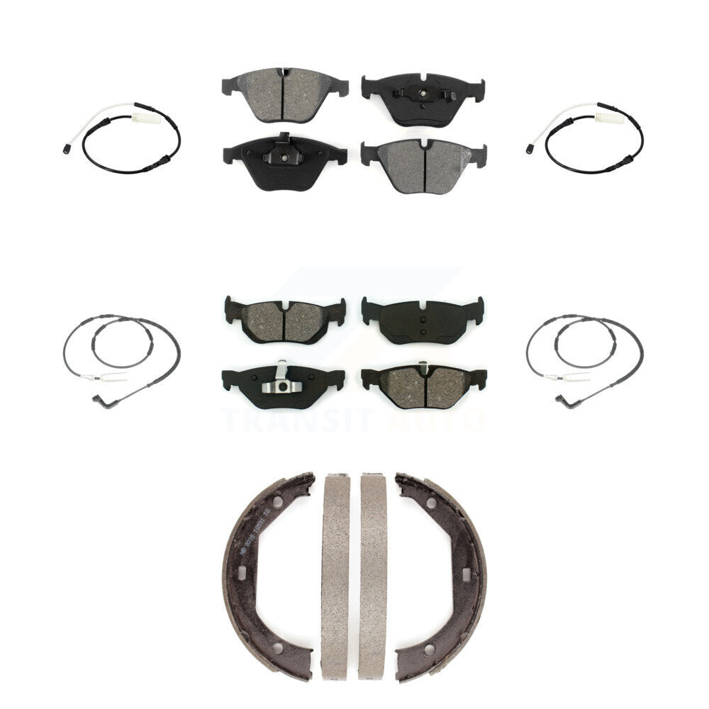 Semi-Metallic Disc Brake Pads And Wear Sensors Front Rear Kit (7Pc) For BMW 328i