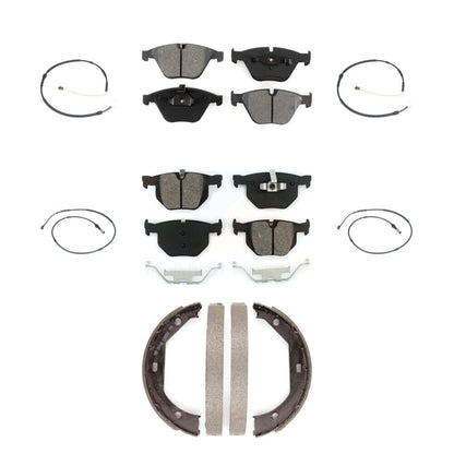 Semi-Metallic Brake Pad And Wear Sensor Front Rear Kit (7Pc) For BMW 335i xDrive