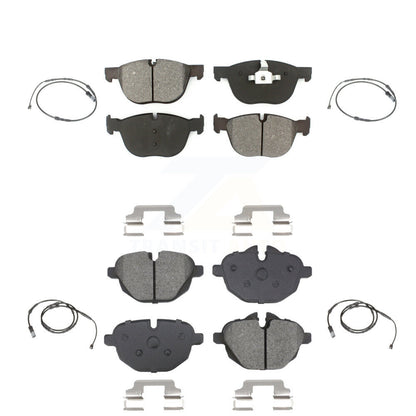 Semi-Metallic Brake Pad And Wear Sensor Front Rear Kit For 2016-2018 BMW X4 M40i