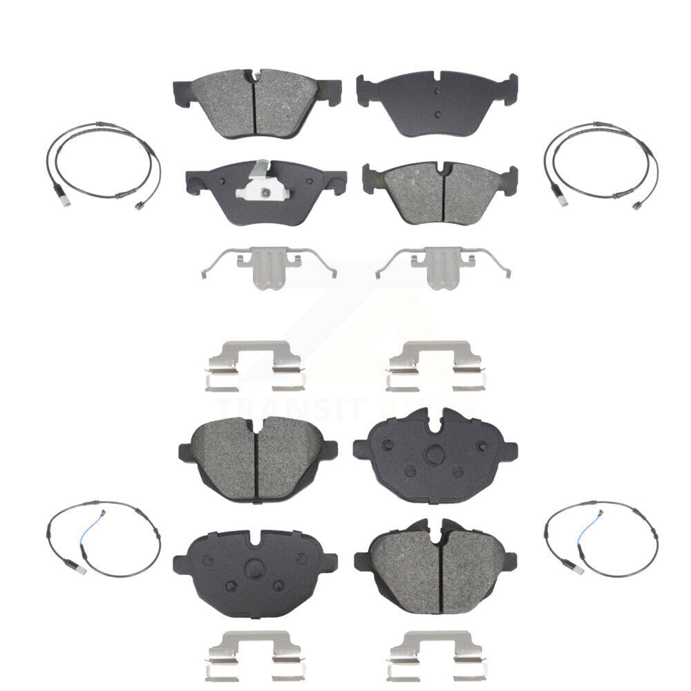 Semi-Metallic Disc Brake Pads And Wear Sensors Front Rear Kit For BMW 528i