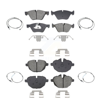 Semi-Metallic Disc Brake Pads And Wear Sensors Front Rear Kit For BMW 528i