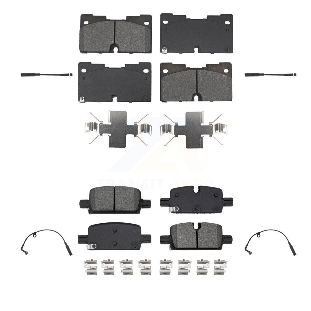Semi-Metallic Brake Pad & Wear Sensor Front Rear Kit For GMC Chevrolet Silverado
