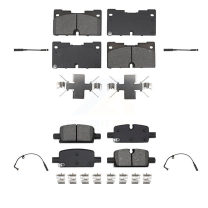 Semi-Metallic Brake Pad & Wear Sensor Front Rear Kit For GMC Chevrolet Silverado