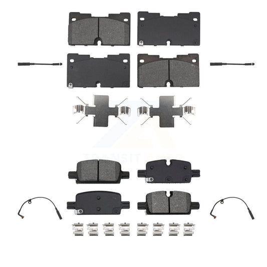 Semi-Metallic Brake Pad & Wear Sensor Front Rear Kit For GMC Chevrolet Silverado