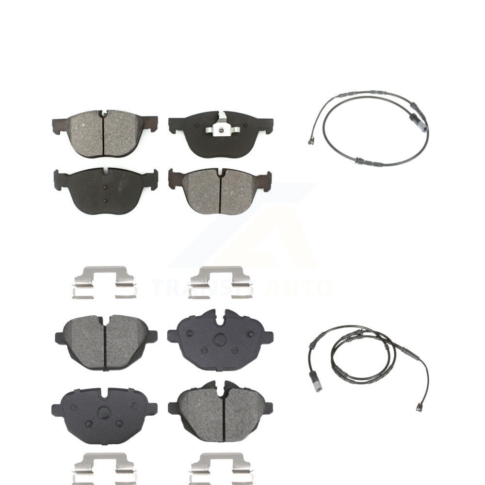 Semi-Metallic Brake Pad And Wear Sensor Front Rear Kit For 2016-2018 BMW X4 M40i