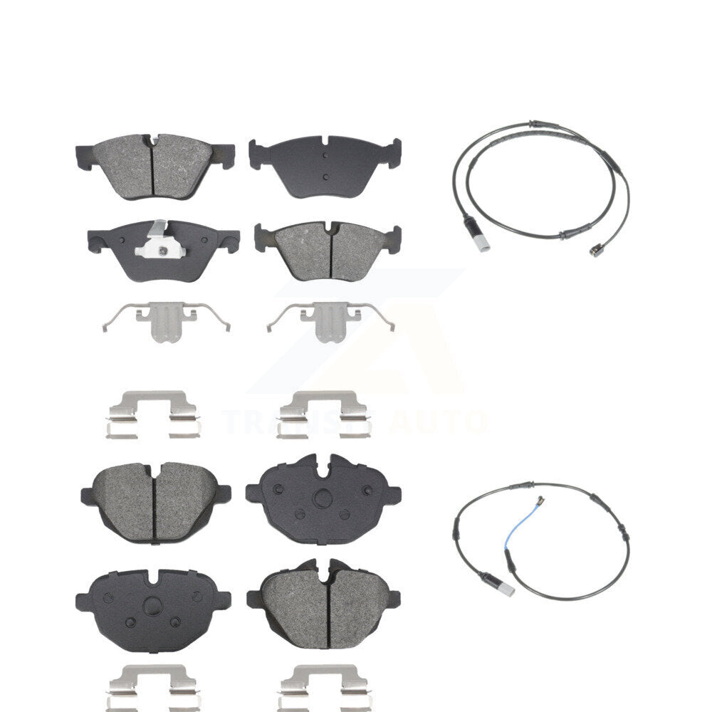 Semi-Metallic Disc Brake Pads And Wear Sensors Front Rear Kit For BMW 528i