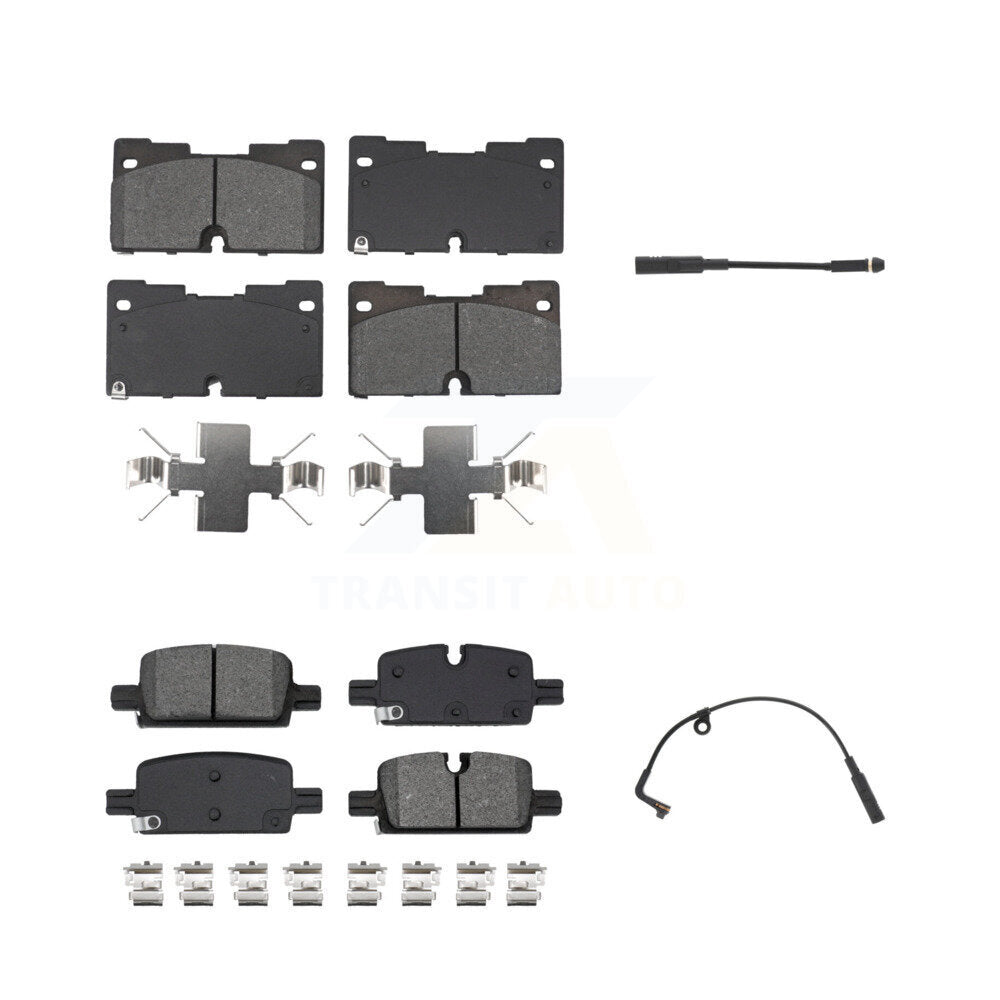 Semi-Metallic Brake Pad & Wear Sensor Front Rear Kit For GMC Chevrolet Silverado