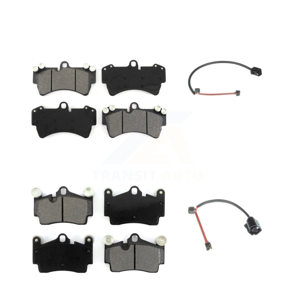 Semi-Metallic Brake Pad & Wear Sensor Front Rear Kit For Audi Q7 Porsche Cayenne