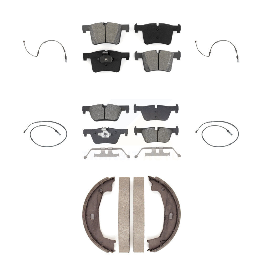 Semi-Metallic Brake Pad And Wear Sensor Front Rear Kit (7Pc) For BMW 320i xDrive