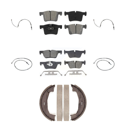 Semi-Metallic Brake Pad And Wear Sensor Front Rear Kit (7Pc) For BMW 320i xDrive
