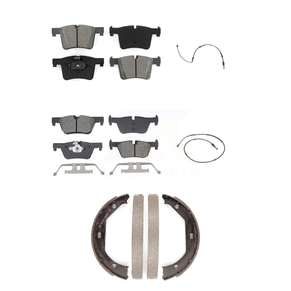 Semi-Metallic Brake Pad And Wear Sensor Front Rear Kit (5Pc) For BMW 320i xDrive