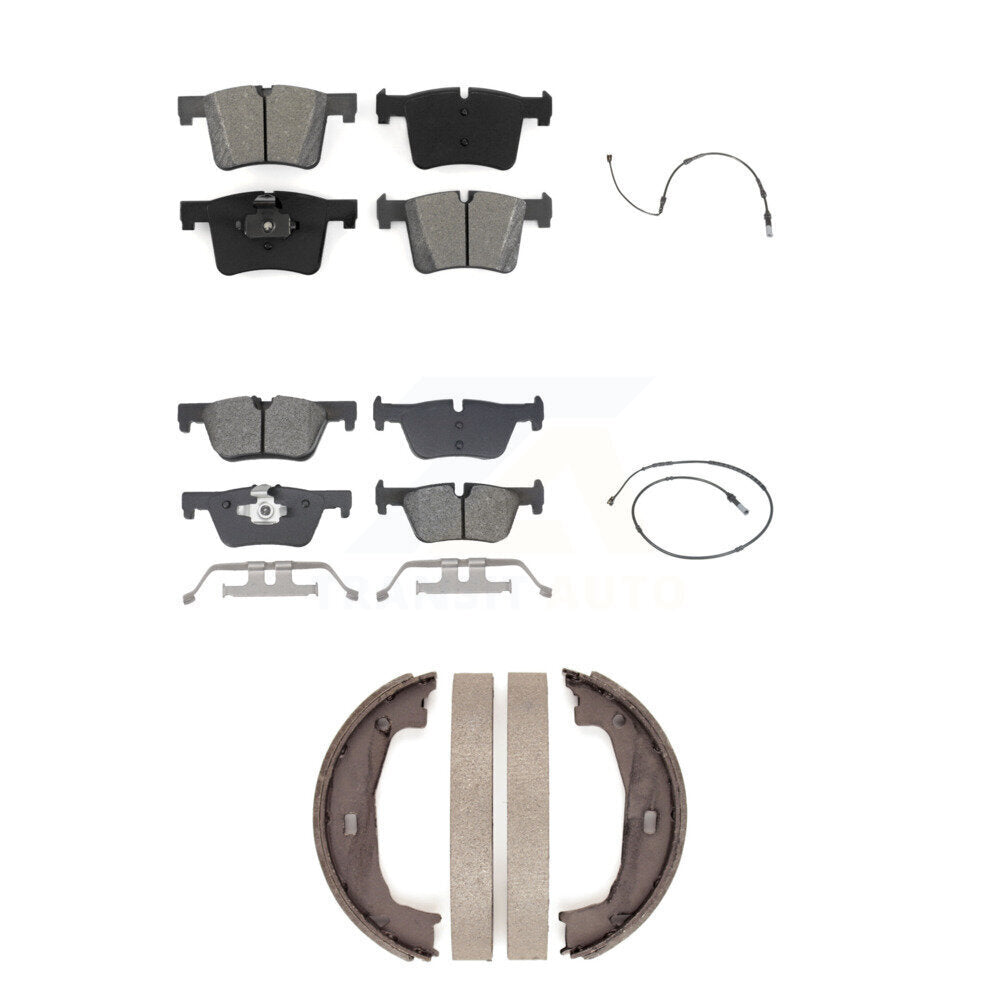 Semi-Metallic Brake Pad And Wear Sensor Front Rear Kit (5Pc) For BMW 320i xDrive