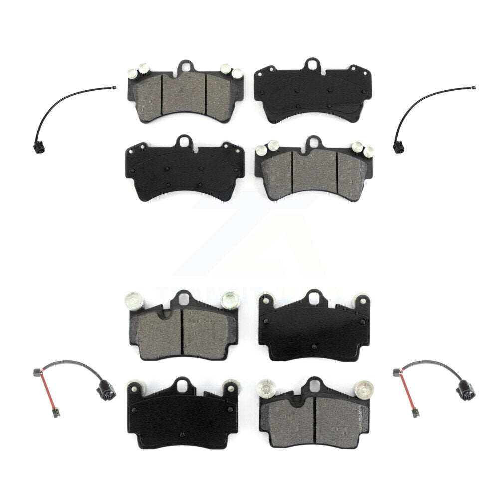 Semi-Metallic Disc Brake Pads And Wear Sensors Front Rear Kit For Audi Q7