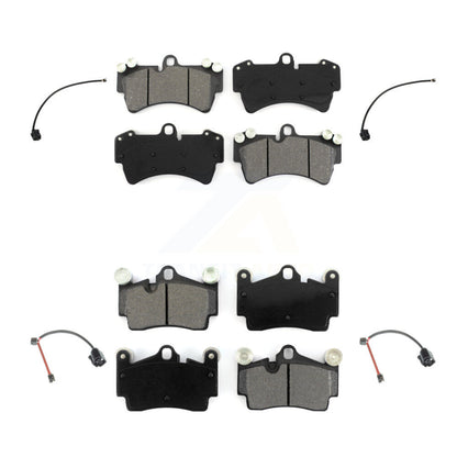 Semi-Metallic Disc Brake Pads And Wear Sensors Front Rear Kit For Audi Q7