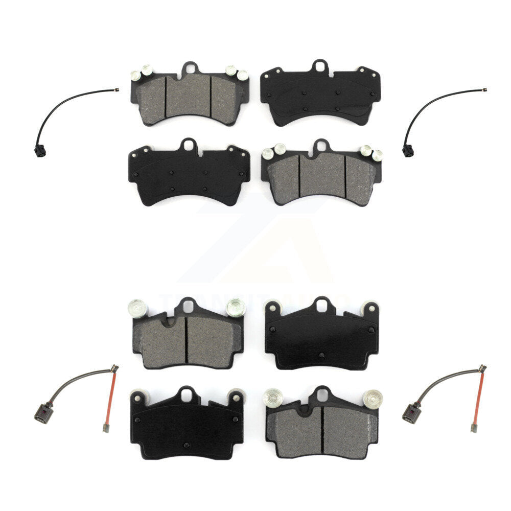 Semi-Metallic Disc Brake Pads And Wear Sensors Front Rear Kit For Audi Q7