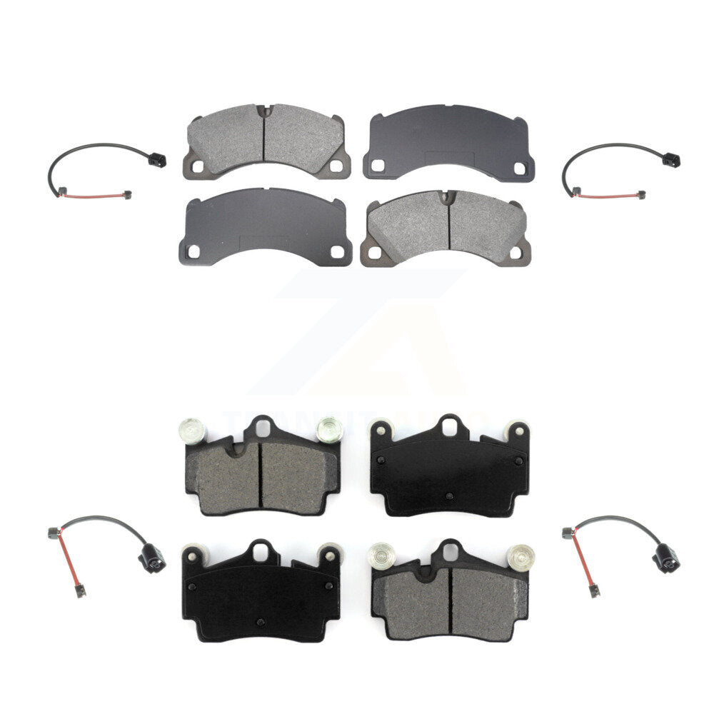 Semi-Metallic Disc Brake Pads And Wear Sensor Front Rear Kit For Porsche Cayenne