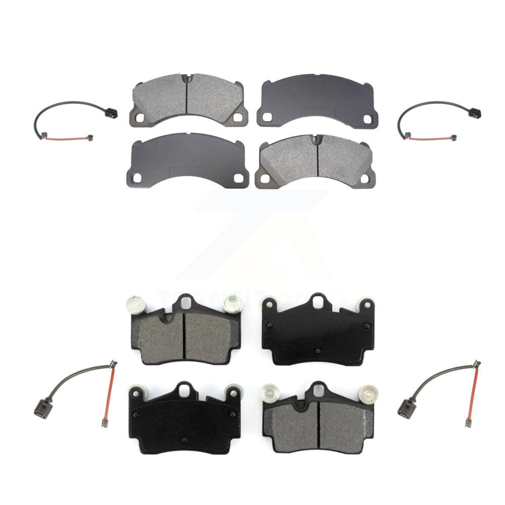 Semi-Metallic Disc Brake Pads And Wear Sensor Front Rear Kit For Porsche Cayenne