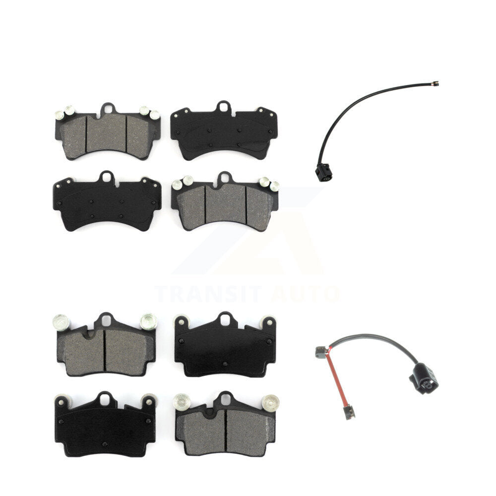 Semi-Metallic Disc Brake Pads And Wear Sensors Front Rear Kit For Audi Q7