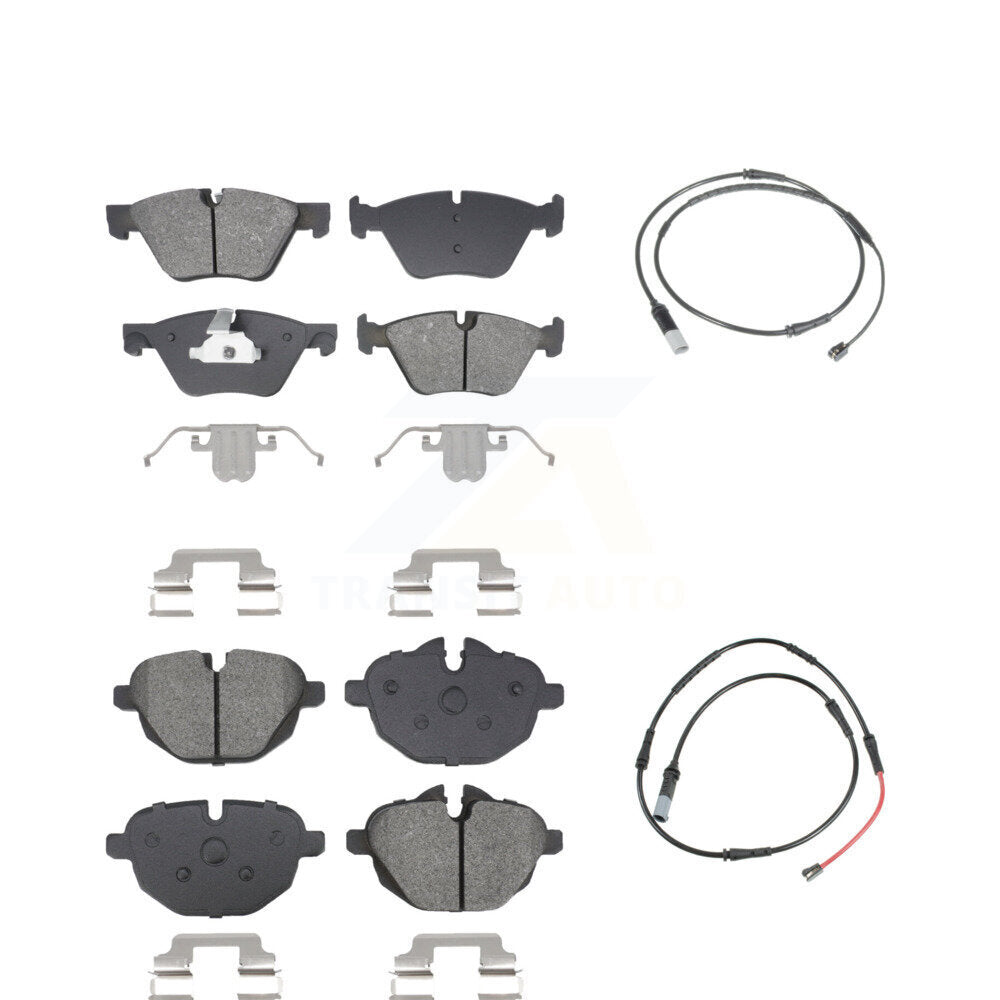 Semi-Metallic Disc Brake Pads And Wear Sensors Front Rear Kit For BMW 528i
