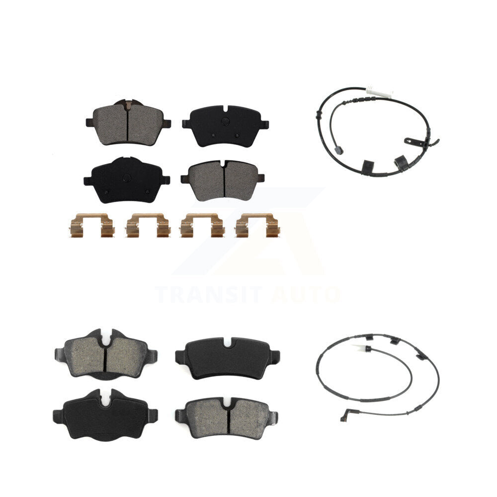 Semi-Metallic Disc Brake Pads And Wear Sensors Front Rear Kit For Mini Cooper