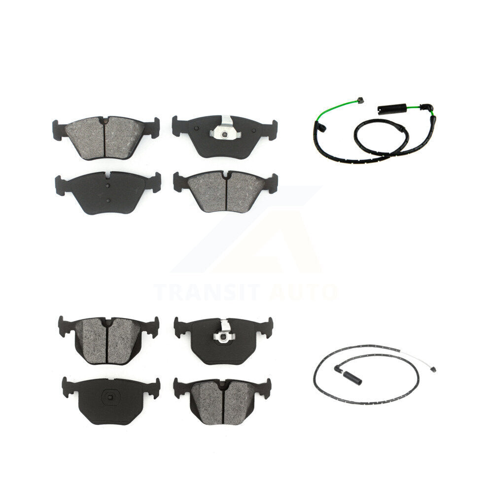Semi-Metallic Disc Brake Pads And Wear Sensors Front Rear Kit For BMW X3 3.0L