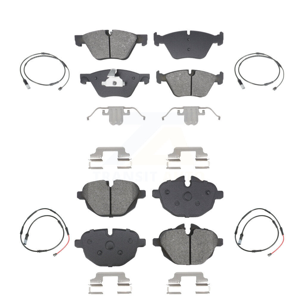 Semi-Metallic Disc Brake Pads And Wear Sensors Front Rear Kit For BMW 528i