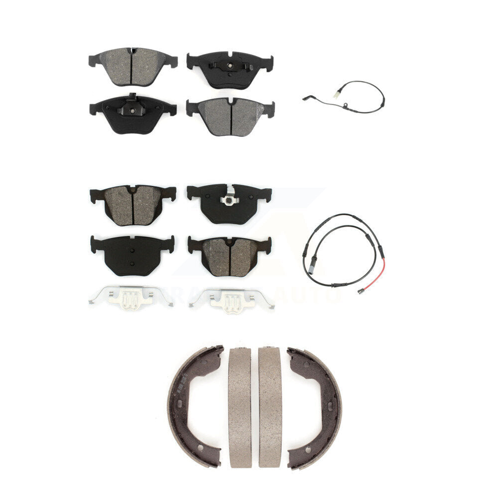 Semi-Metallic Brake Pad And Wear Sensor Front Rear Kit (5Pc) For BMW 528i xDrive
