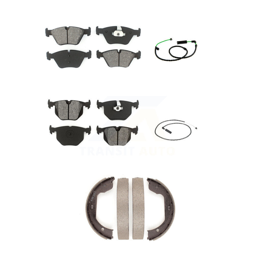 Semi-Metallic Disc Brake Pads & Wear Sensor Front Rear Kit (5Pc) For BMW X3 3.0L
