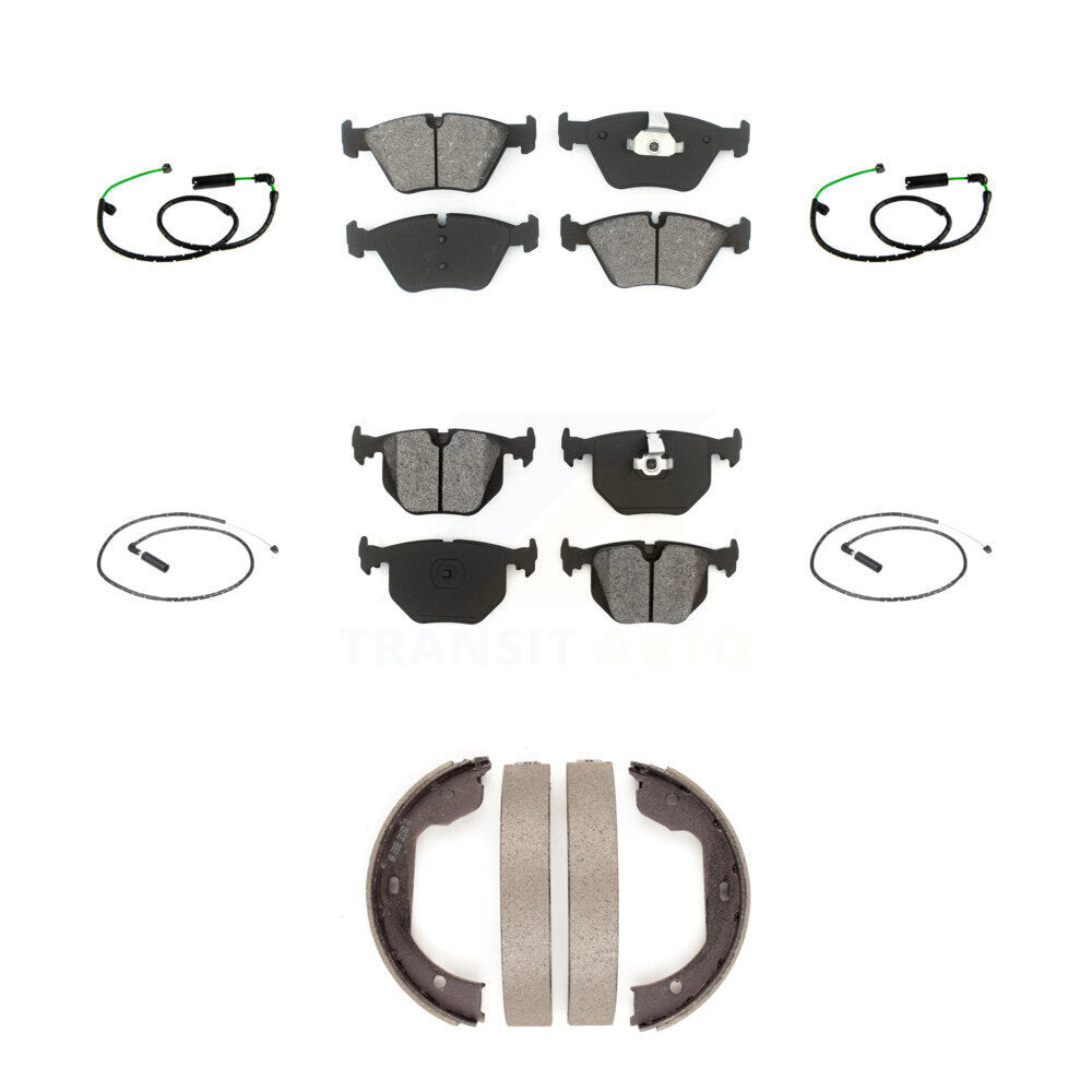 Semi-Metallic Disc Brake Pads & Wear Sensor Front Rear Kit (7Pc) For BMW X3 3.0L