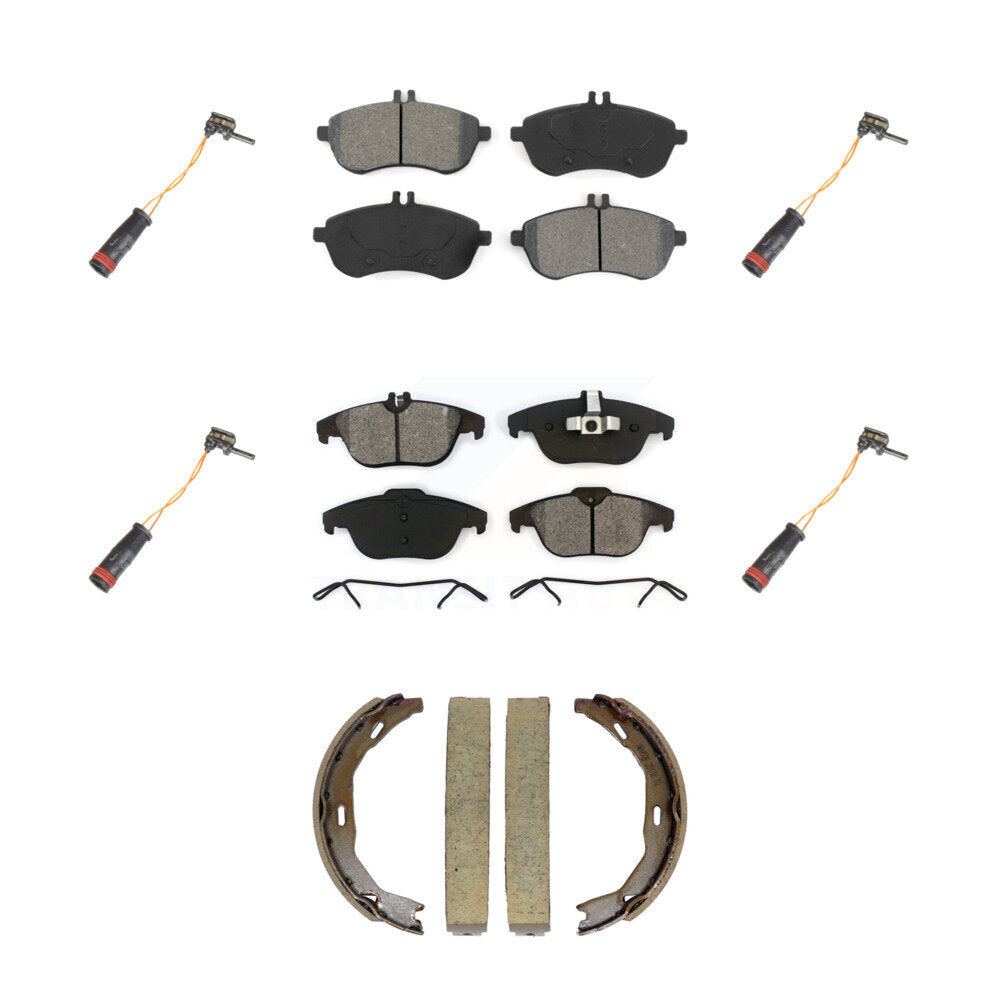Semi-Metallic Brake Pads Wear Sensor Front Rear Kit (7Pc) For Mercedes-Benz C300