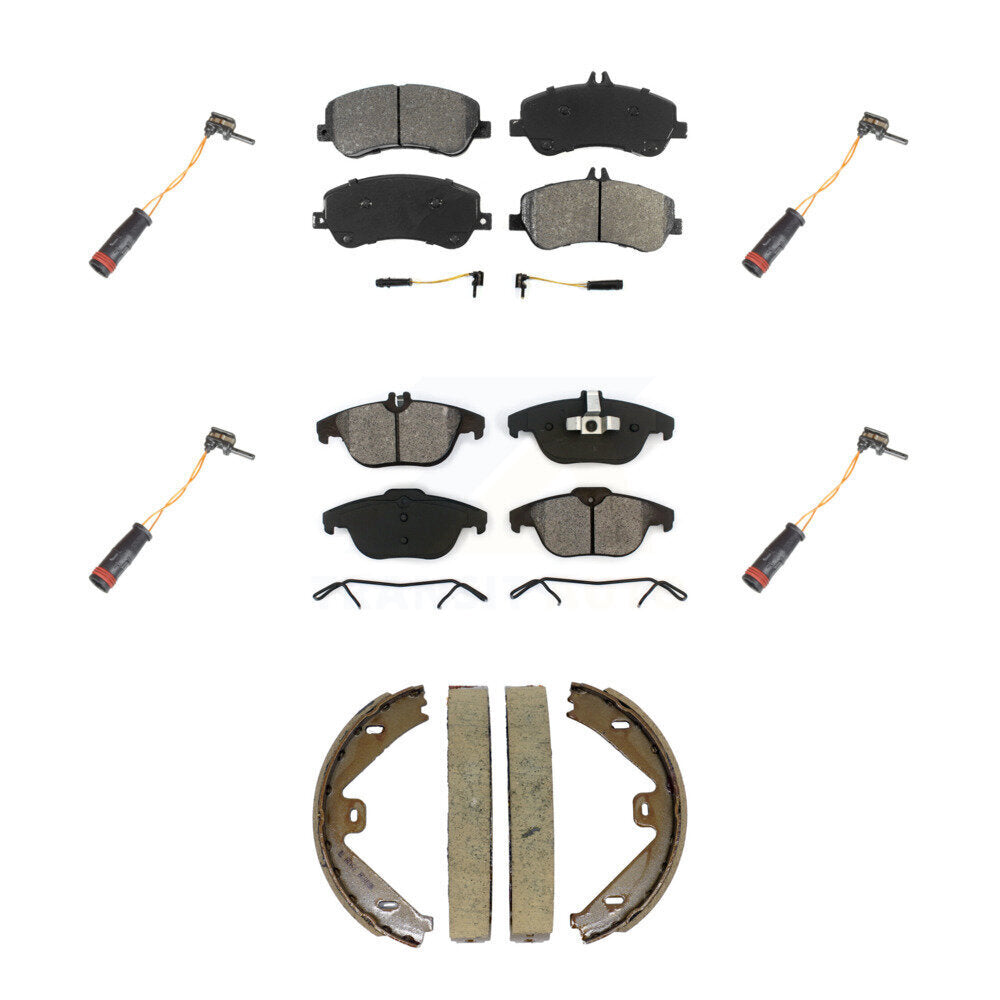 Semi-Metallic Brake Pad Extra Wear Sensor Front Rear Kit (7Pc) For Mercedes-Benz